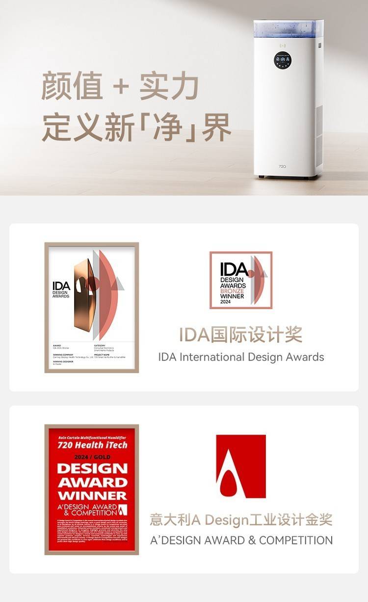 720健康科技获意大利 A' Design 奖，凭创新科技重构健康空气体验