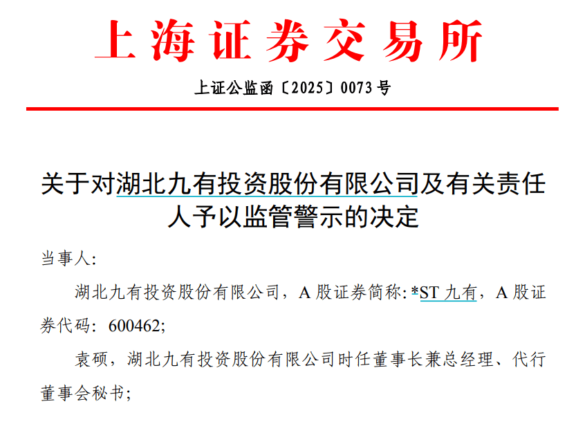 公告中写错自己姓名？一A股公司董事长遭监管警示