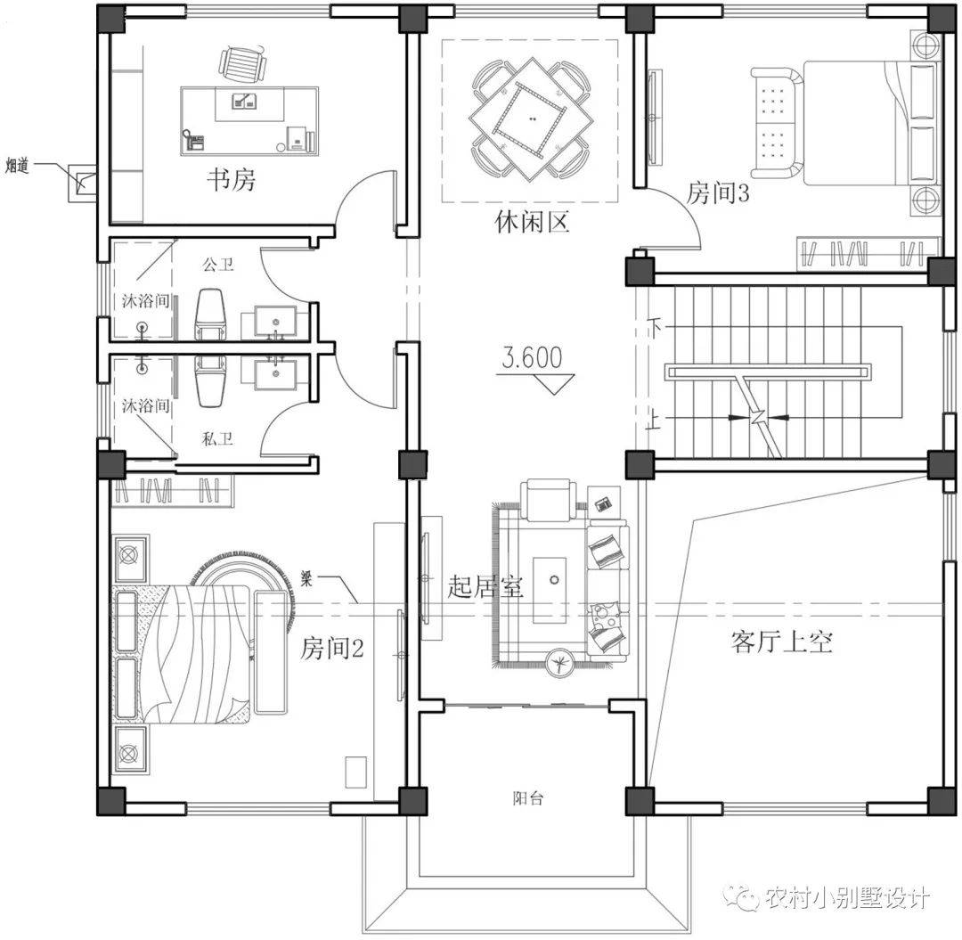 12x13米,广西农村三层新中式别墅,挑空客厅,顶层大露台