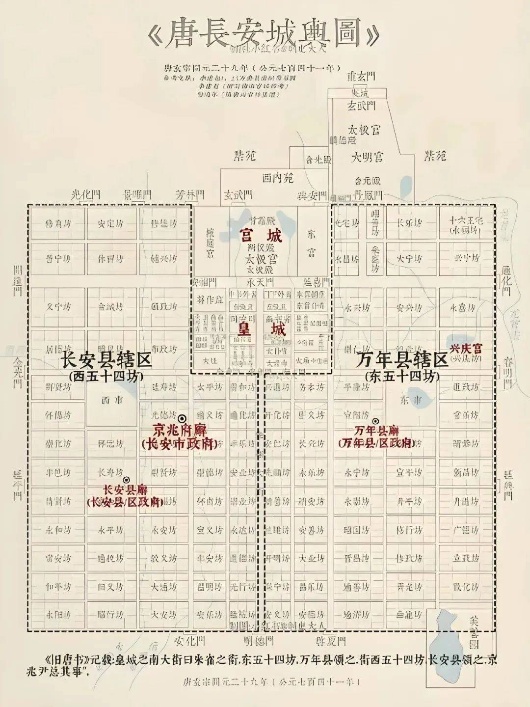 《旧唐书》中记载的长安城坊市地图懿德太子墓壁画"阙楼图"同时利用