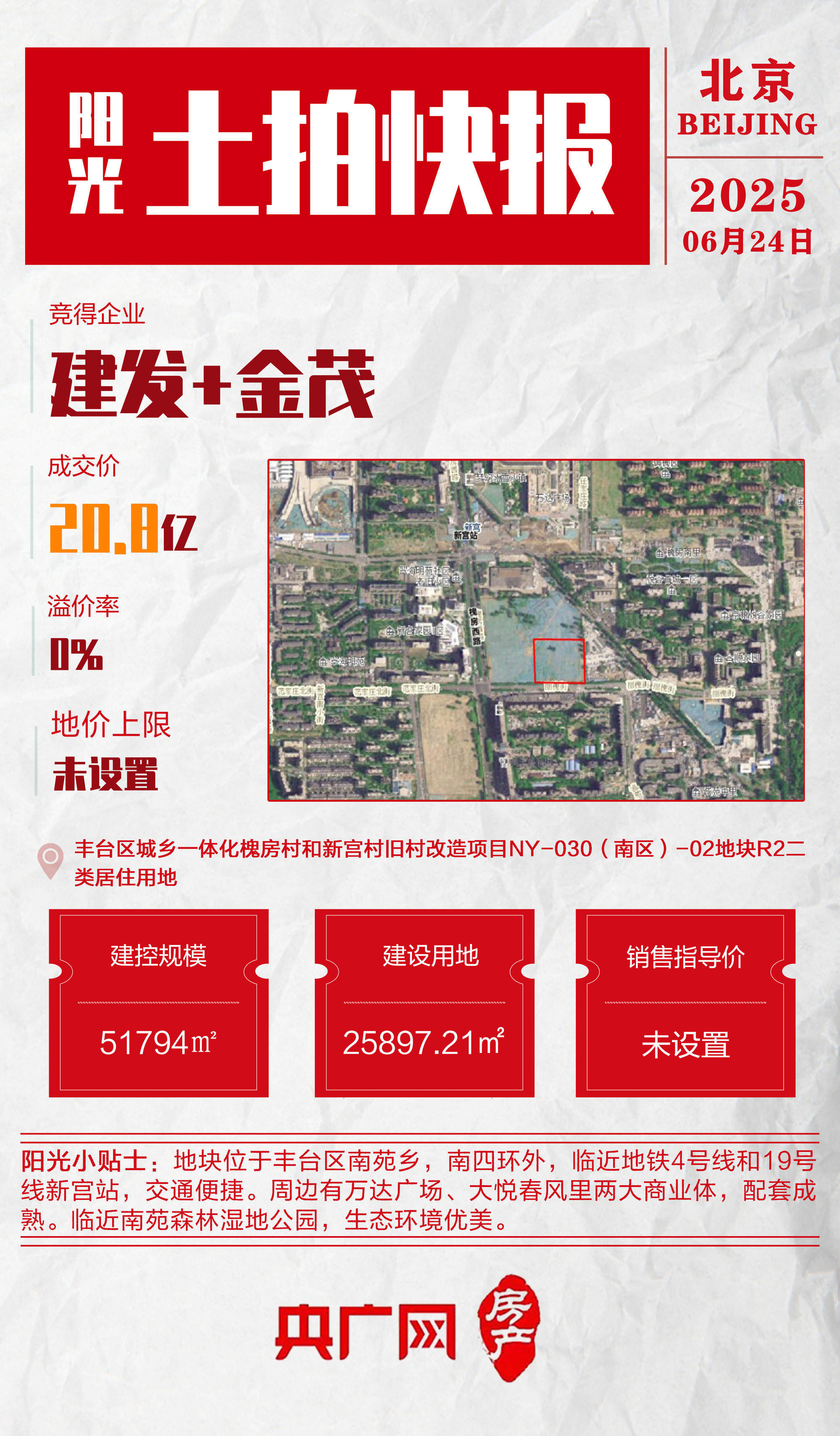 积极补仓！建发、金茂以20.8亿元拿下丰台槐新02地块