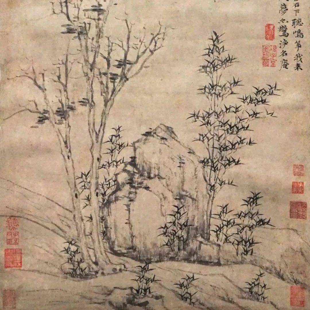 倪瓒《竹石乔柯图》《墨竹坡石图》研究_作品_白文印_朱文印