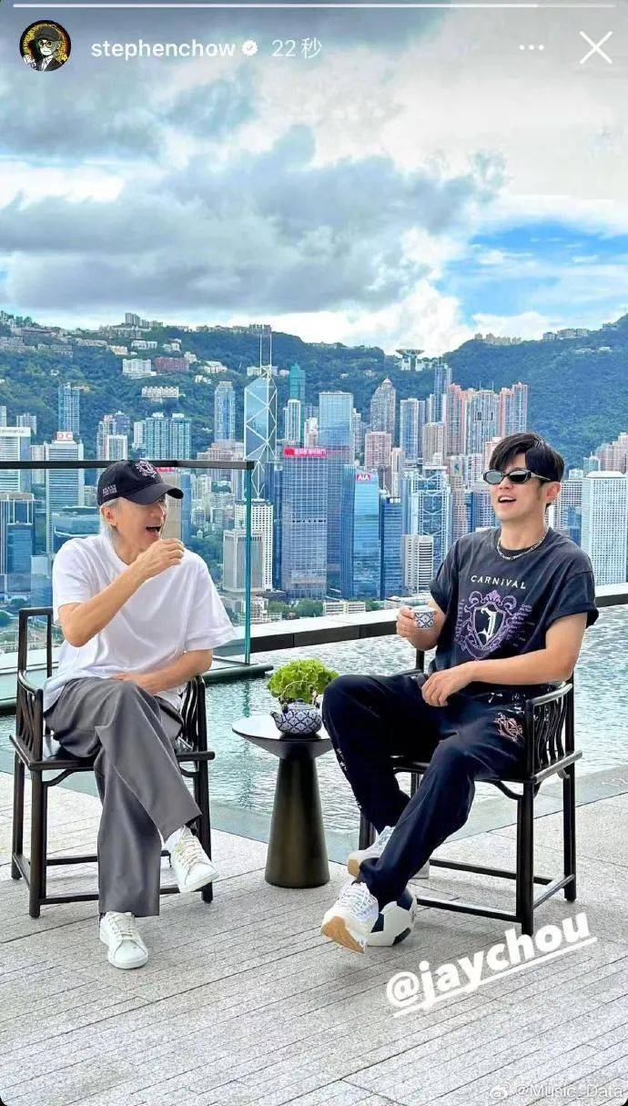 深情沦陷:周星驰晒与周杰伦合照：我们周周俩一起冲走现实的苦涩，泡出人生的香甜
