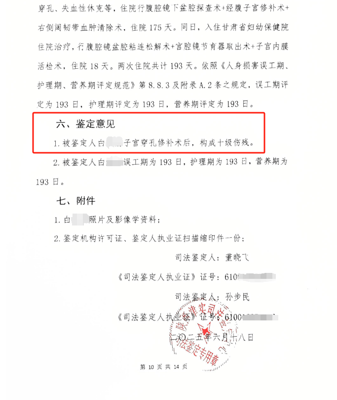 女子在医院取环手术后被鉴定为十级伤残 称手术中换成进修生(图6)