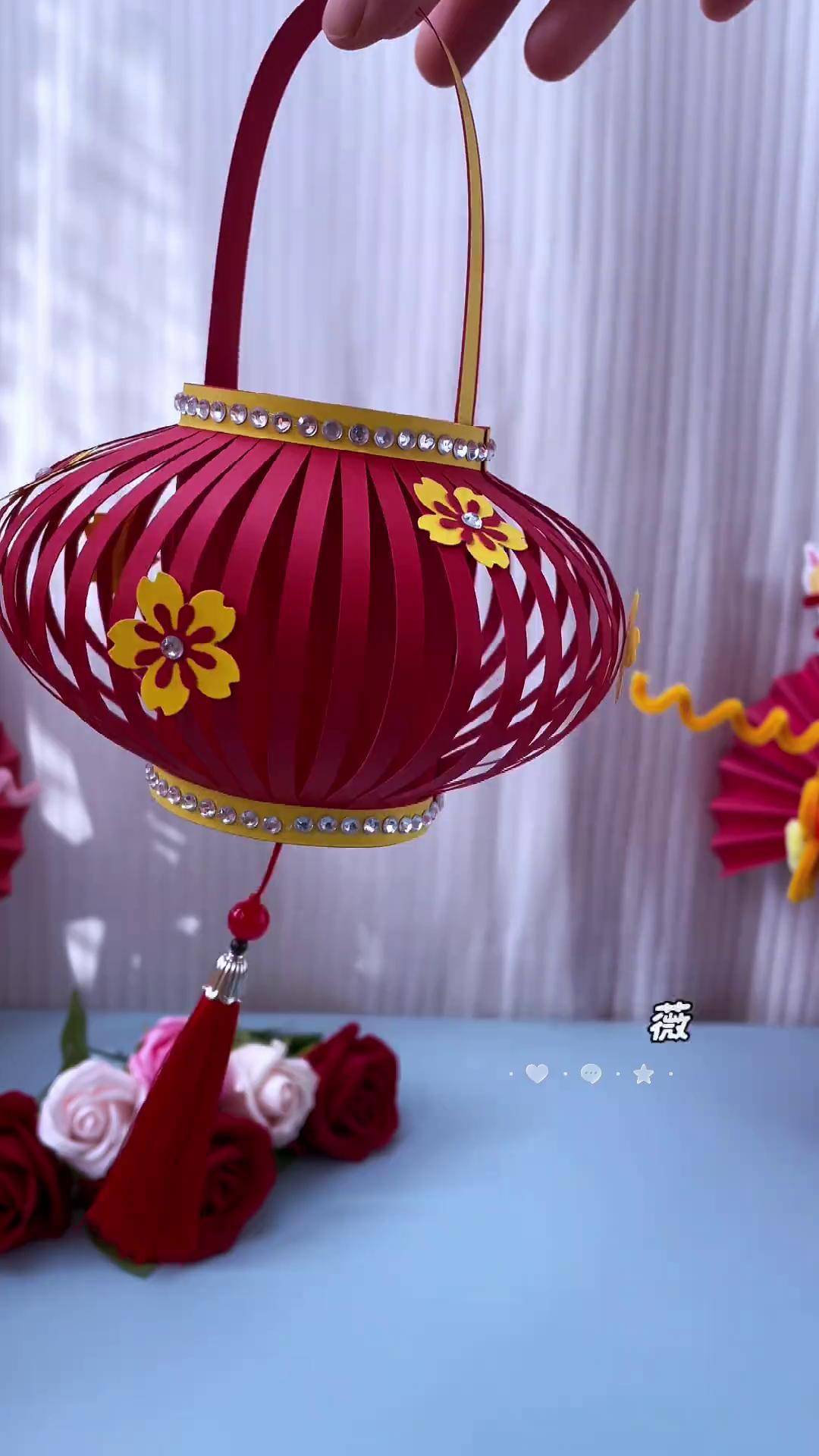 元宵节用卡纸做个元宵节灯笼吧,元宵节快乐手工灯笼 小灯笼 元宵节