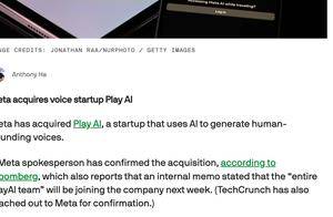Meta低调收购AI语音克隆初创公司Play AI，加码生成式AI赛道布局