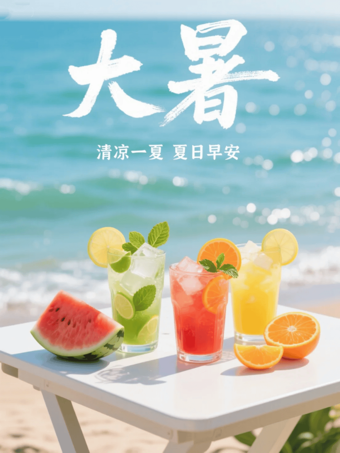 大暑早安图片祝福,精选8张高级漂亮雅致,适合今天发朋友圈文案