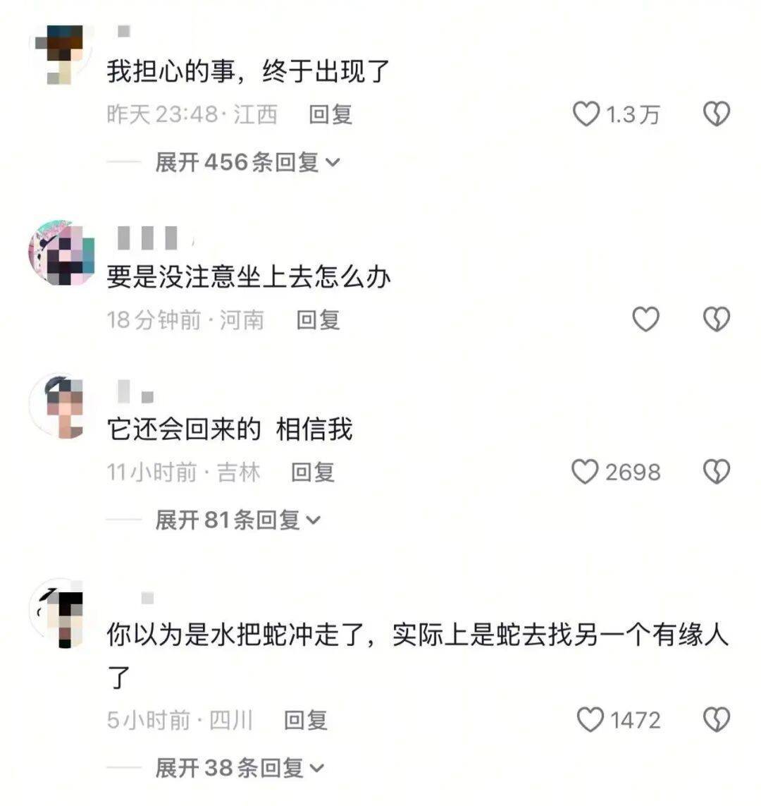 吓懵！姑娘半夜去上厕所，发现马桶内疑似异物蠕动，开灯后见一条蛇朝她吐信子
