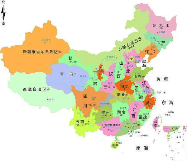 中国政区地图及地形图,经纬度!