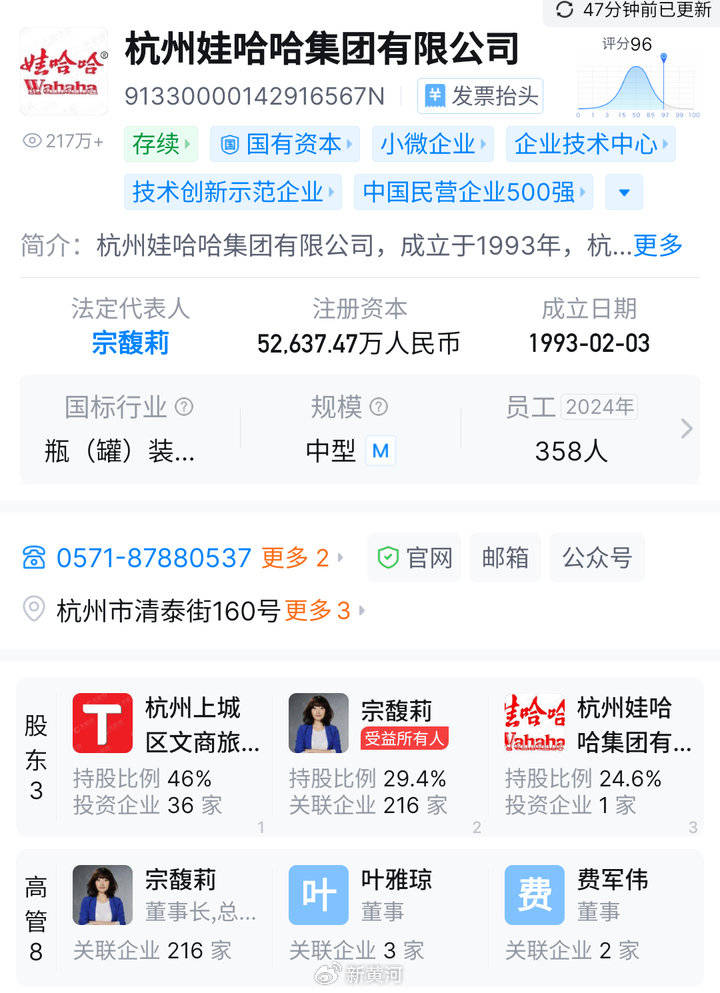 宗馥莉辞去娃哈哈职务是否需要离任审计？杭州市上城区审计局回应