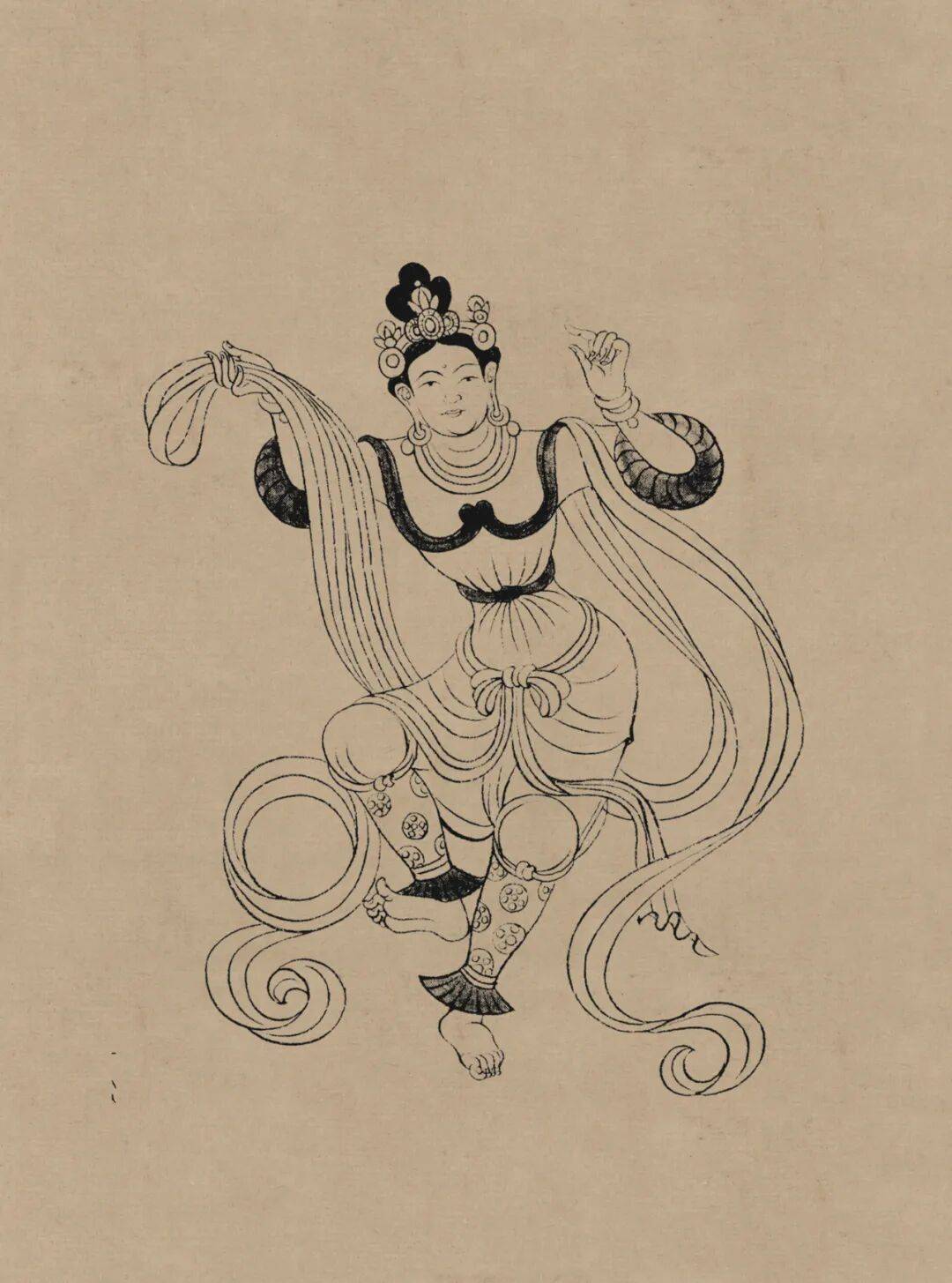 敦煌莫高窟壁画线描人物稿