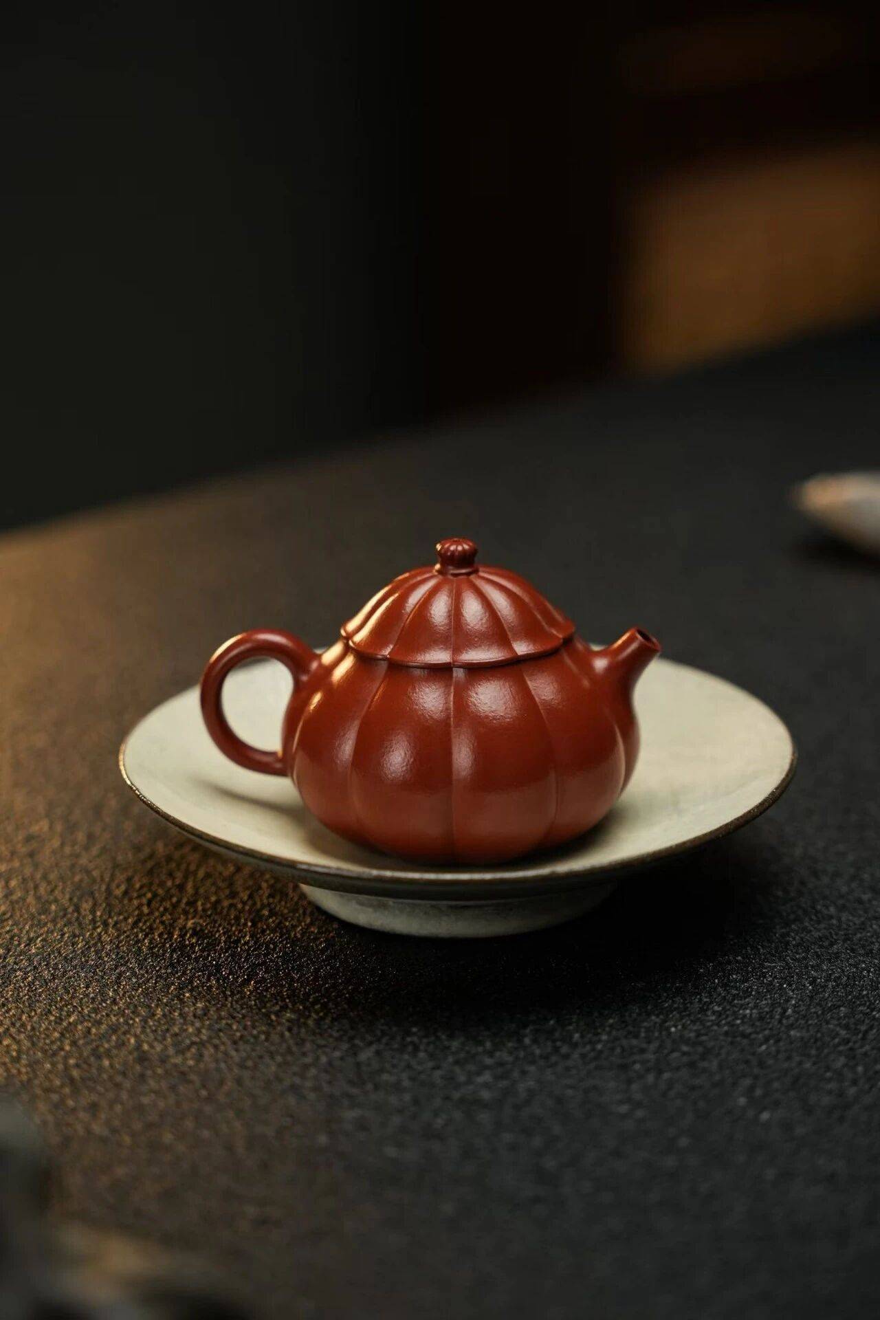 拾器格物￤原矿朱泥筋纹·玲珑紫砂壶