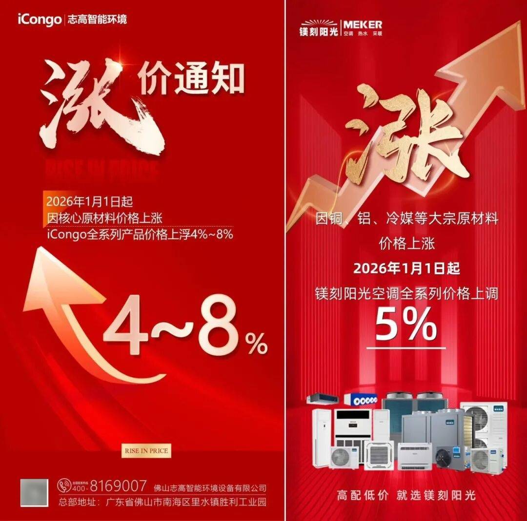 涨涨涨,数十份涨价函齐发,暖通行业开启26年涨价潮;“冰柜大王”卖房求生;2026年国补首批资金已下达_董明珠_空调_智能