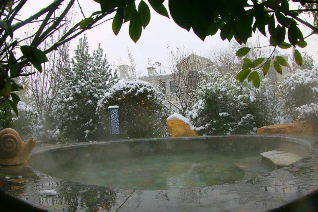 知春湖温泉的雪,是私密静谧的温柔时光