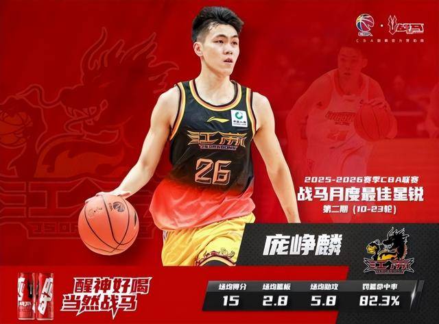 CBA官宣：庞峥麟蝉联月最佳星锐奖 还入选全明星首发+男篮集训队