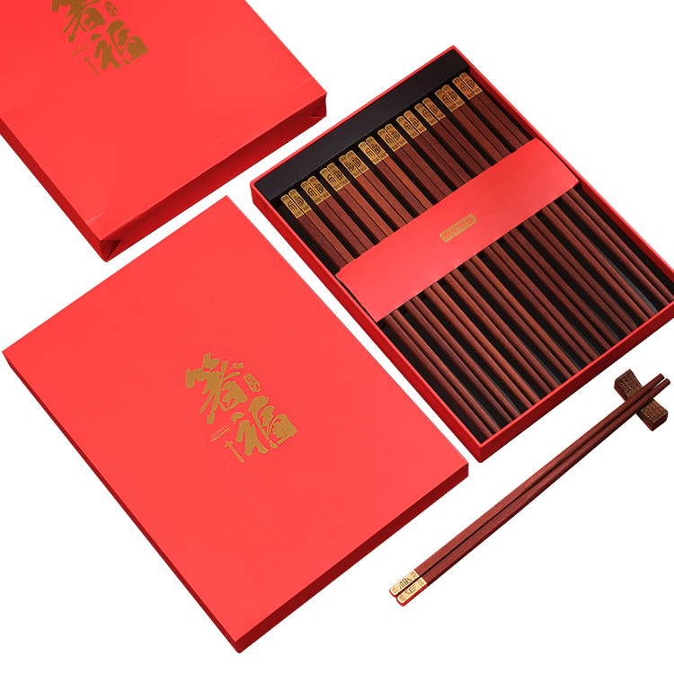 传承千年文化,品味健康生活——京东京造金福筷礼盒装_筷子_檀木_漆无