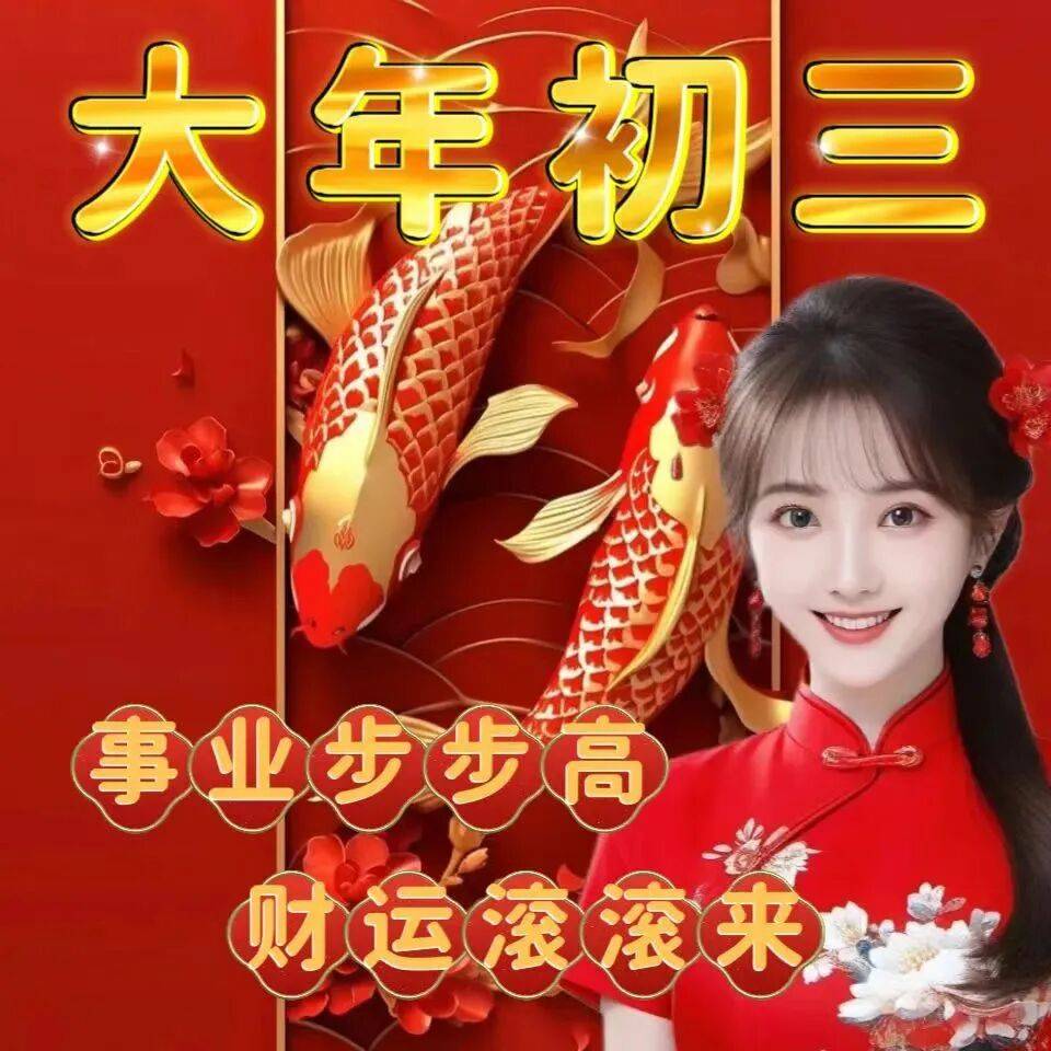 68张2026年2月19日大年初三春节快乐祝福图片,正月初三早上好祝福短句,祝福2026好运接二连三!送给亲友,马到福来!_平安_生活_日子