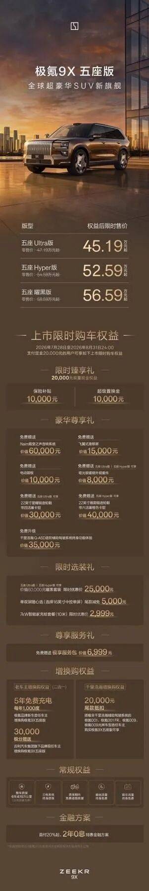 4519万起极氪9X五座版来了二排双零重力真没有对手(图1)