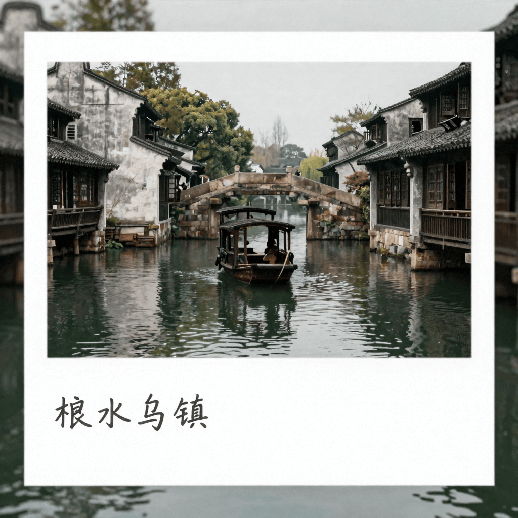 嘉兴乌镇的枕水人家:摇橹船穿过石桥,看白墙黛瓦倒映春水