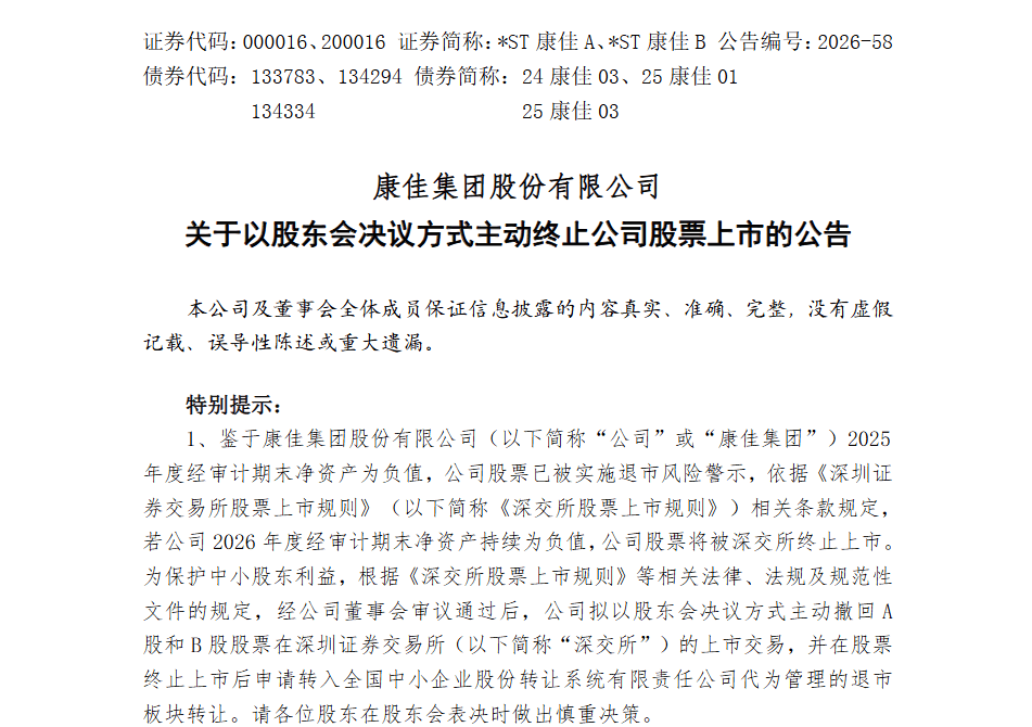 *ST康佳主动退市，财务恶化叠加诉讼缠身