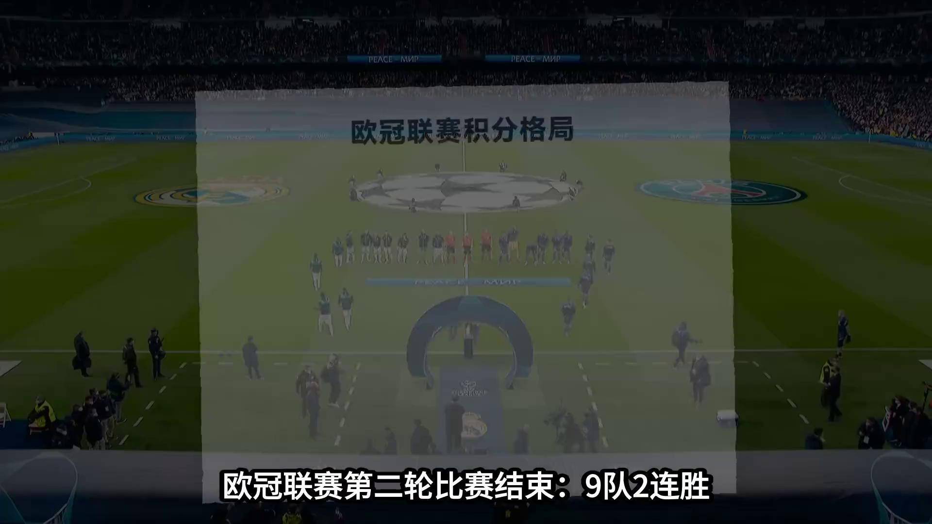 欧冠第二轮战报，9队2连胜，巴黎登顶皇马仅第八