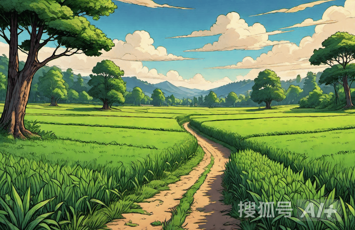 初夏的田野,秧苗青青树葱茏